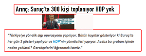 Bülent Arınç: “Suruç'ta 300 Kişi Toplanıyor HDP Ni